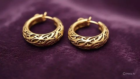 Anting Emas Motif Bunga/AI