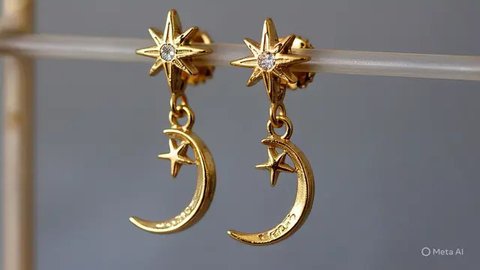 Anting Emas Motif Bunga/AI