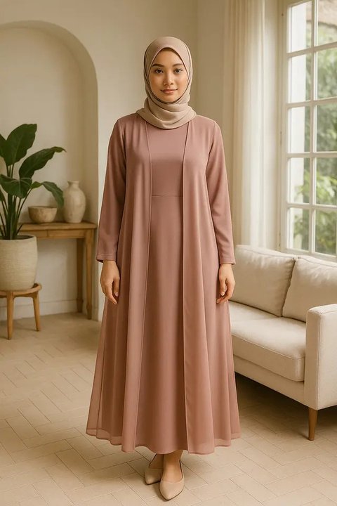 7 Model Gamis dengan Rompi Sifon, Anggun dan Ringan Dipakai Seharian (sumber:AI)