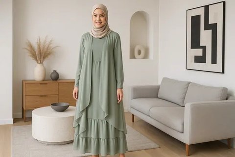 7 Model Gamis dengan Rompi Sifon, Anggun dan Ringan Dipakai Seharian (sumber:AI)