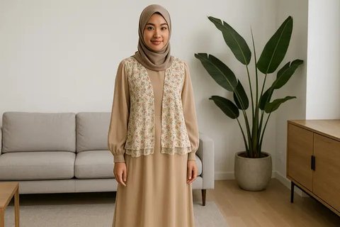 7 Model Gamis dengan Rompi Sifon, Anggun dan Ringan Dipakai Seharian (sumber:AI)