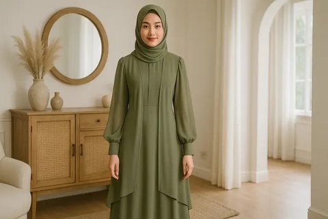 7 Model Gamis dengan Rompi Sifon, Anggun dan Ringan Dipakai Seharian (sumber:AI)