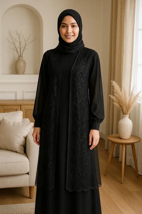 7 Model Gamis dengan Rompi Sifon, Anggun dan Ringan Dipakai Seharian (sumber:AI)