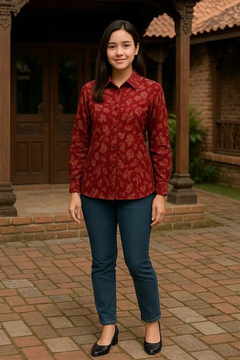 Model Batik Merah Maroon Wanita Terbaru (created by AI)