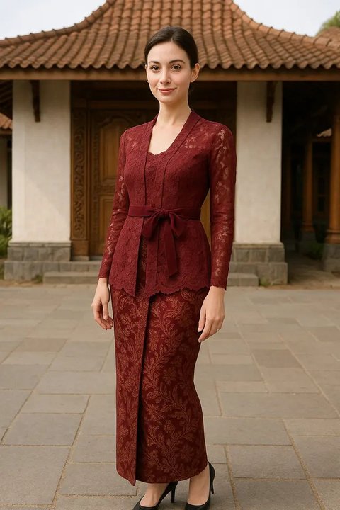 Model Batik Merah Maroon Wanita Terbaru (created by AI)