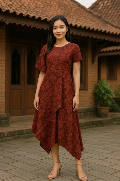 Model Batik Merah Maroon Wanita Terbaru (created by AI)