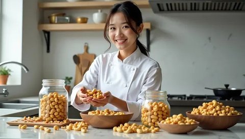 cara menggoreng kacang mete Ilustrasi dibuat Stable Diffusion