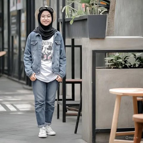 Denim on Denim: Outfit Serba Jeans untuk Remaja Kekinian. Foto: Meta AI