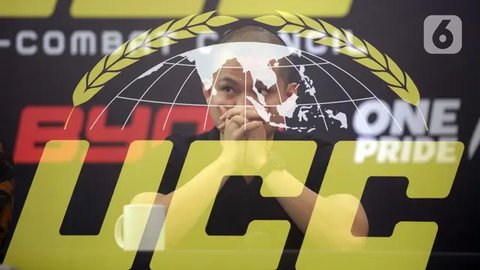 Foto dengan teknik multiple exposure menggambarkan CEO Byon Combat Yoshua Marcellos Muliardo saat memberi keterangan terkait perkenalan Uni-Combat Council (UCC) di Media Center, Kementerian Pemuda dan Olahraga, Jakarta, Senin (16/6/2025). (Liputan6.com/Helmi Fithriansyah)
