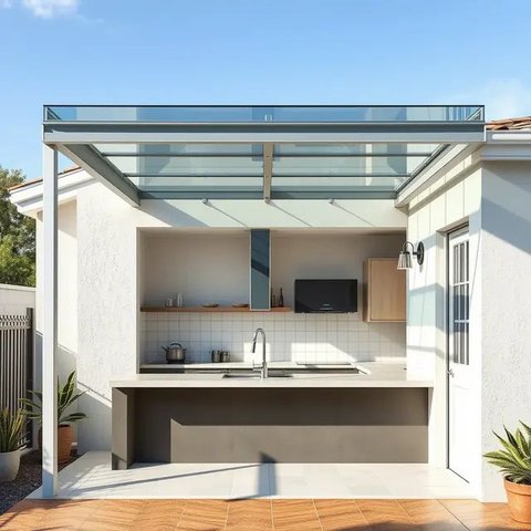 Desain Dapur Terbuka Dibelakang Rumah Sederhana by Qwen.AI