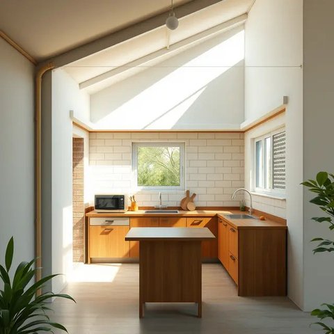Desain Dapur Terbuka Dibelakang Rumah Sederhana by Qwen.AI