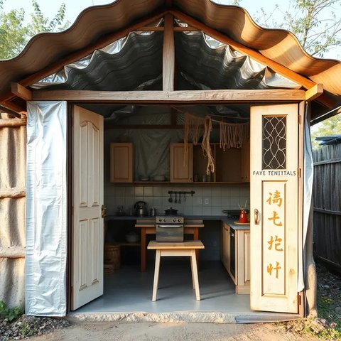 Desain Dapur Terbuka Dibelakang Rumah Sederhana by Qwen.AI