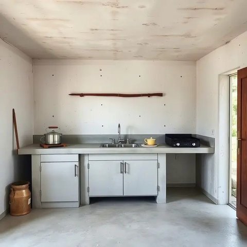 Desain Dapur Terbuka Dibelakang Rumah Sederhana by Qwen.AI
