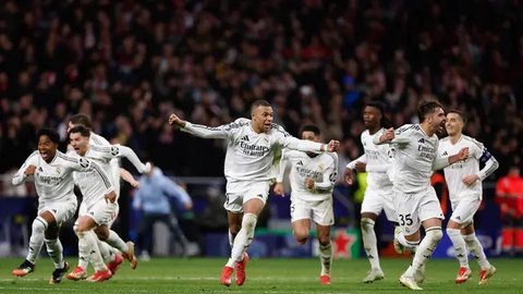 Penyerang Real Madrid, Kylian Mbappe, dalam pertandingan La Liga melawan Villarreal di El Madrigal, Minggu dini hari WIB (16-3-2025). (Bola.com/X realmadriden)