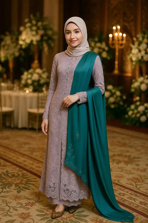 Model Kebaya dengan Selendang Bahu (created by AI)