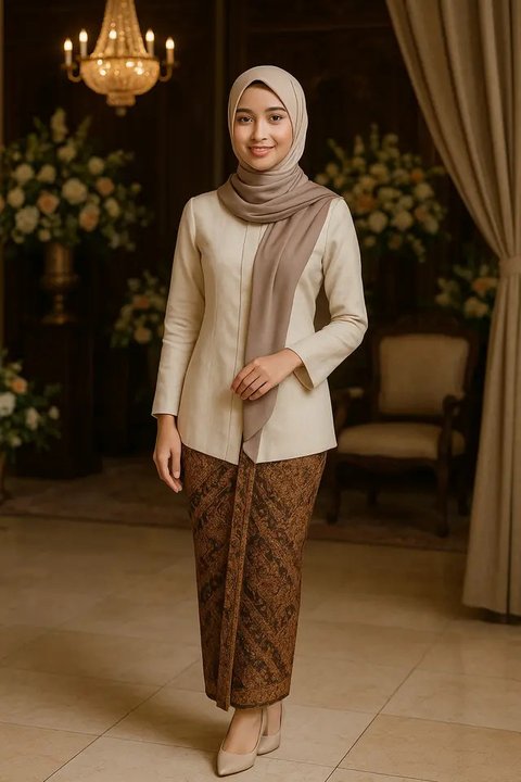 Model Kebaya dengan Selendang Bahu (created by AI)