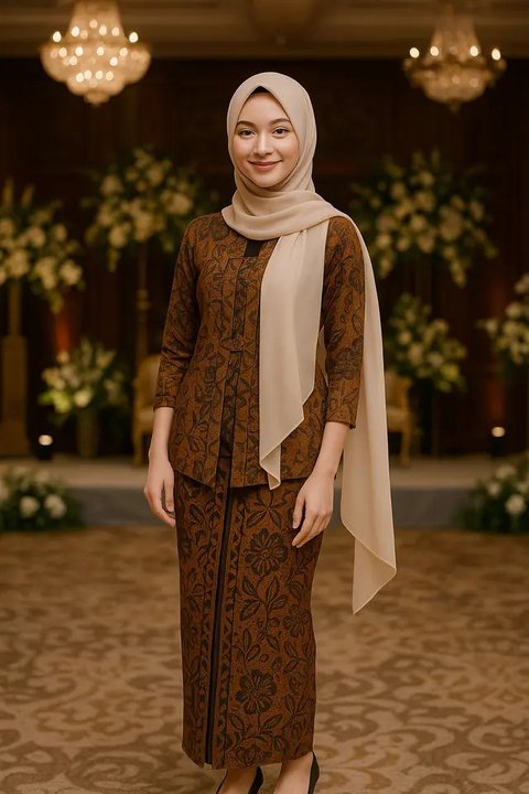 Model Kebaya dengan Selendang Bahu (created by AI)
