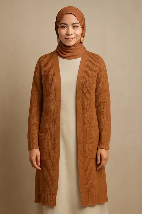 Cardigan Rajut Panjang untuk Kondangan (Foto: ChatGPT)