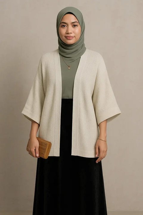 Cardigan Rajut Panjang untuk Kondangan (Foto: ChatGPT)