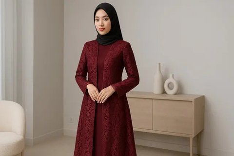7 Model Cardigan Brokat untuk Gamis, Tampil Mewah Tanpa Berlebihan (sumber:AI)