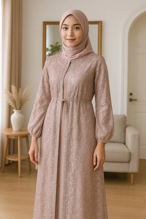 7 Model Cardigan Brokat untuk Gamis, Tampil Mewah Tanpa Berlebihan (sumber:AI)