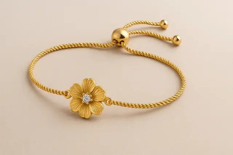 Gelang Rantai Emas Islami dengan Batu Permata/AI