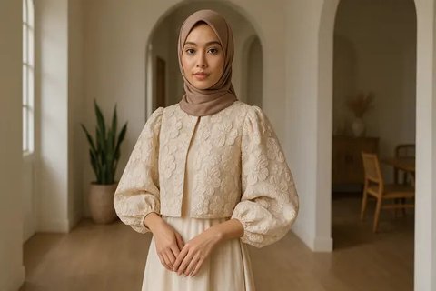 7 Model Outer Brokat Bunga Timbul, Tampil Elegan untuk Kondangan hingga Acara Resmi (sumber:AI)