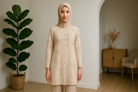 7 Model Outer Brokat Bunga Timbul, Tampil Elegan untuk Kondangan hingga Acara Resmi (sumber:AI)