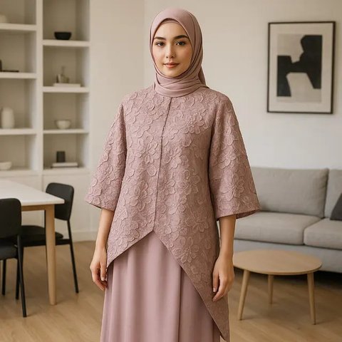 7 Model Outer Brokat Bunga Timbul, Tampil Elegan untuk Kondangan hingga Acara Resmi (sumber:AI)
