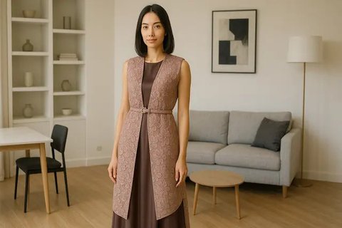 7 Model Outer Brokat Bunga Timbul, Tampil Elegan untuk Kondangan hingga Acara Resmi (sumber:AI)