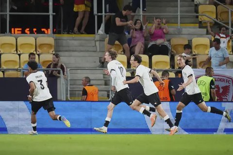 Aksi pemain Timnas Jerman di Euro U-21 2025 - AP Photo/Petr David Josek