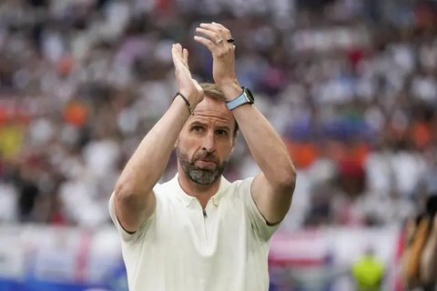 Timnas Inggris dipastikan tidak memiliki pelatih kepala untuk saat ini. Pasalnya Gareth Southgate memutuskan mundur dari jabatannya pasca Inggris kalah di Final Euro 2024. (AP Photo/Matthias