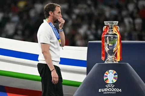 Pelatih Timnas Inggris, Gareth Southgate usai gagal membawa The Three Lions jadi juara Euro 2024. (JAVIER SORIANO / AFP)