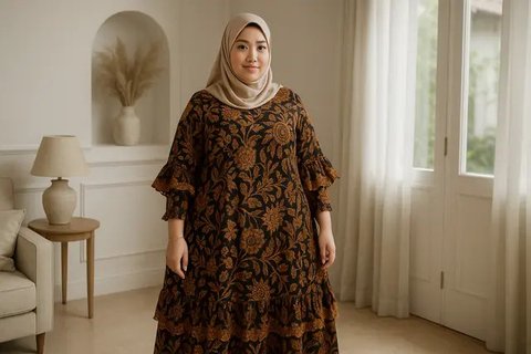 7 Model Gamis Batik Jumbo Terbaru, Nyaman dan Elegan untuk Tampil Pede di Segala Acara (sumber:AI)