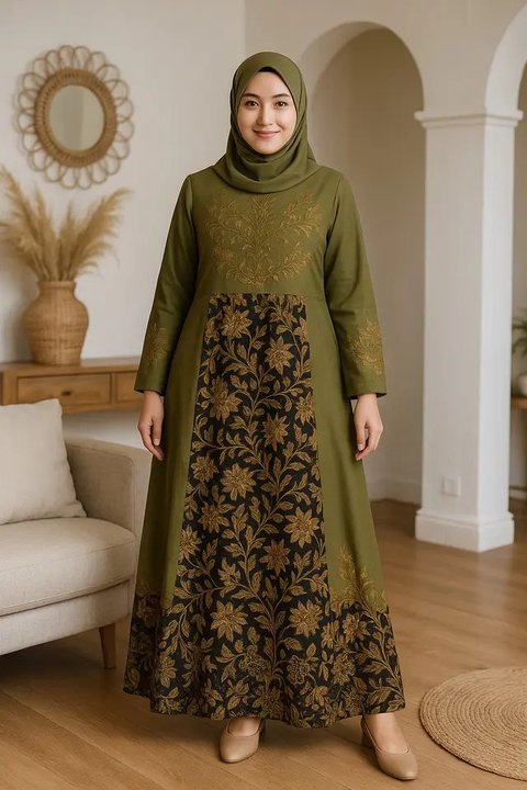 7 Model Gamis Batik Jumbo Terbaru, Nyaman dan Elegan untuk Tampil Pede di Segala Acara (sumber:AI)