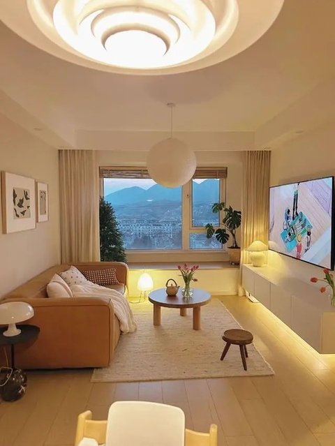 ilustrasi desain ruang tamu korean style by pinterest.com