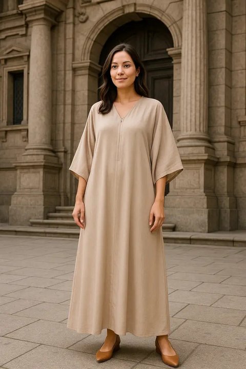 Model Gamis Kaftan yang Cocok untuk Ibu Muda agar Tetap Stylist (created by AI)