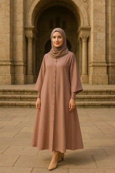 Model Gamis Kaftan yang Cocok untuk Ibu Muda agar Tetap Stylist (created by AI)