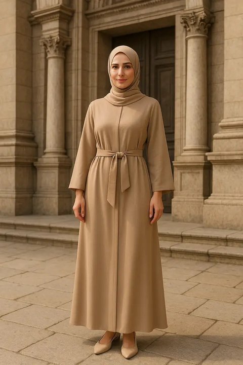 Model Gamis Kaftan yang Cocok untuk Ibu Muda agar Tetap Stylist (created by AI)