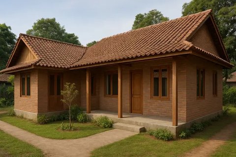 Desain Rumah Sederhana 3 Kamar di Kampung (created by AI)