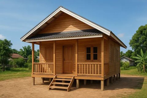 Desain Rumah Sederhana 3 Kamar di Kampung (created by AI)