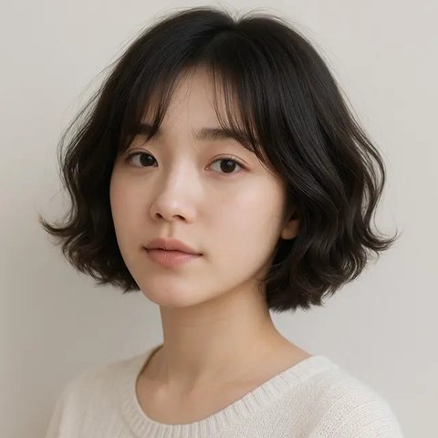 Gaya Layer Rambut Panjang dengan Poni Tipis Ala Korea. Foto: Meta AI