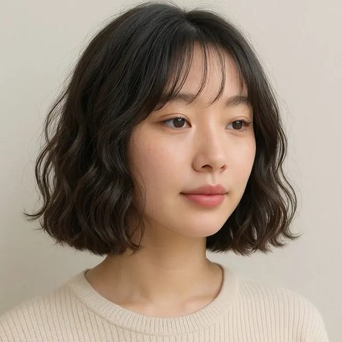 Gaya Layer Rambut Panjang dengan Poni Tipis Ala Korea. Foto: Meta AI