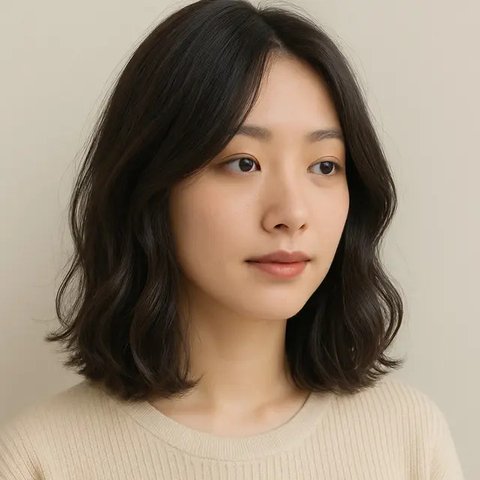 Gaya Layer Rambut Panjang dengan Poni Tipis Ala Korea. Foto: Meta AI