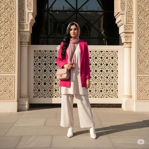 Ide Mix and Match Tunik, Blazer, dan Hijab untuk Tampil Elegan di Berbagai Acara (created by AI)