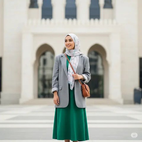 Ide Mix and Match Tunik, Blazer, dan Hijab untuk Tampil Elegan di Berbagai Acara (created by AI)