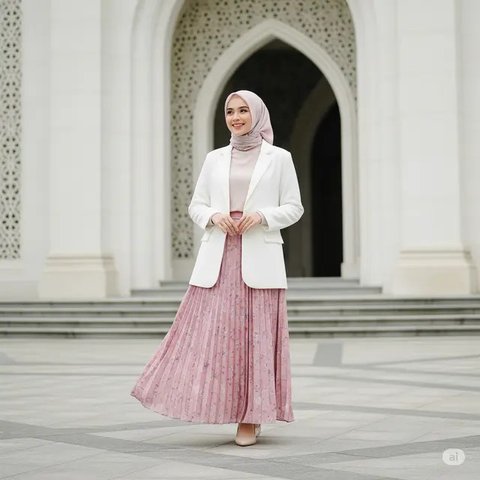 Ide Mix and Match Tunik, Blazer, dan Hijab untuk Tampil Elegan di Berbagai Acara (created by AI)