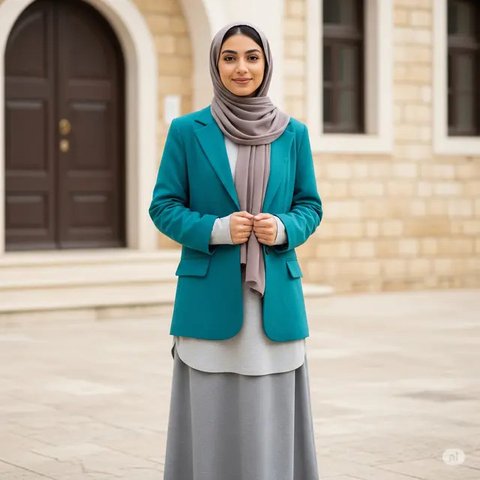 Ide Mix and Match Tunik, Blazer, dan Hijab untuk Tampil Elegan di Berbagai Acara (created by AI)