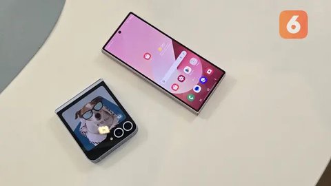 Galaxy Z Fold 6 dan Galaxy Z Flip 6 yang baru diluncurkan di Samsung Unpacked 2024 di Paris, Prancis. (Liputan6.com/Agustin Setyo Wardani)