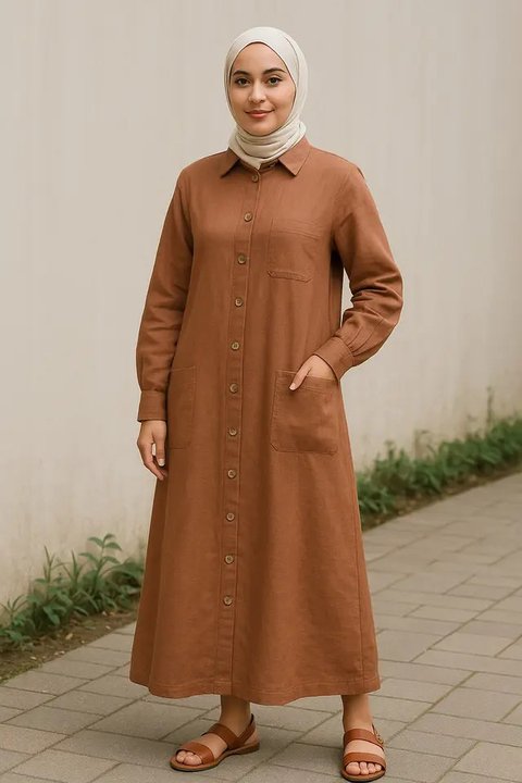 Model Gamis Syar&amp;amp;amp;amp;amp;#039;i Kekinian Tetap Simpel tapi Mewah (Foto: ChatGPT)